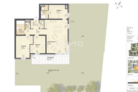 KREMSER WOHNDOMIZIL4Zi- 97qm- Gartenwohnung, Lift, Tiefgarage, in beliebter Grünruhelage, Wohnung-kauf, 265.000,€, 3500 Krems an der Donau(Stadt)