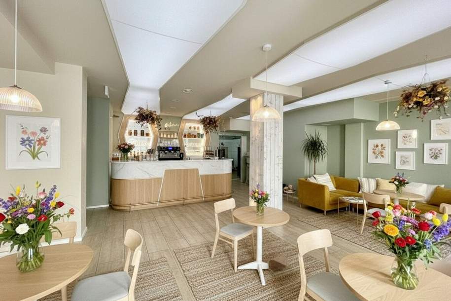 Coffee, Brunch & mehr: Vielfältig nutzbare Gastrofläche nebst Hauptplatz mit großem Lagerbereich | Sofort anmietbar, Gewerbeobjekt-miete, 1.665,83,€, 2700 Wiener Neustadt(Stadt)