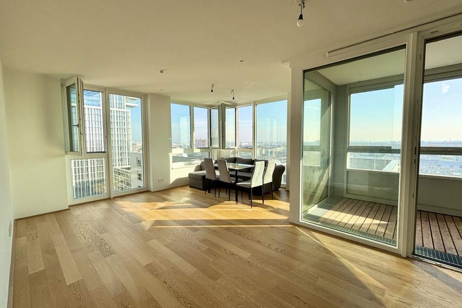 VIENNA TWENTYTWO Living I U-Bahn-Station KAGRAN U1 I Stilvolle Wohnung mit Loggia I Rooftop POOL & SAUNA I Fitnessraum, Wohnung-miete, 2.323,84,€, 1220 Wien 22., Donaustadt