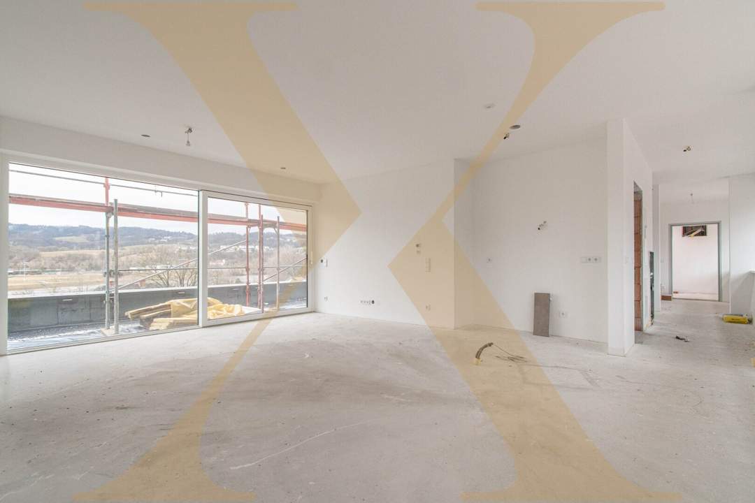 ERSTBEZUG! Lichtdurchflutete 3-Zimmer-Wohnung mit Terrasse samt traumhaftem Donaublick zu vermieten!