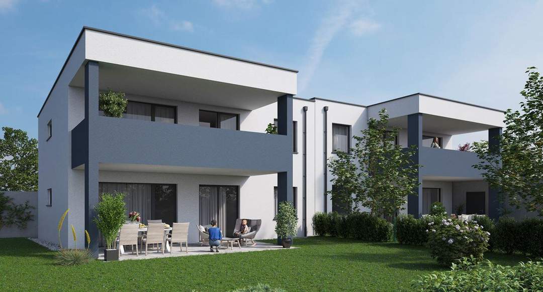 !!Neubau-Erstbezug!!-- Moderne 3 Zimmer-Garten-Wohnung mit überdachter Terrasse in einer Doppelhaushälfte in Pucking!