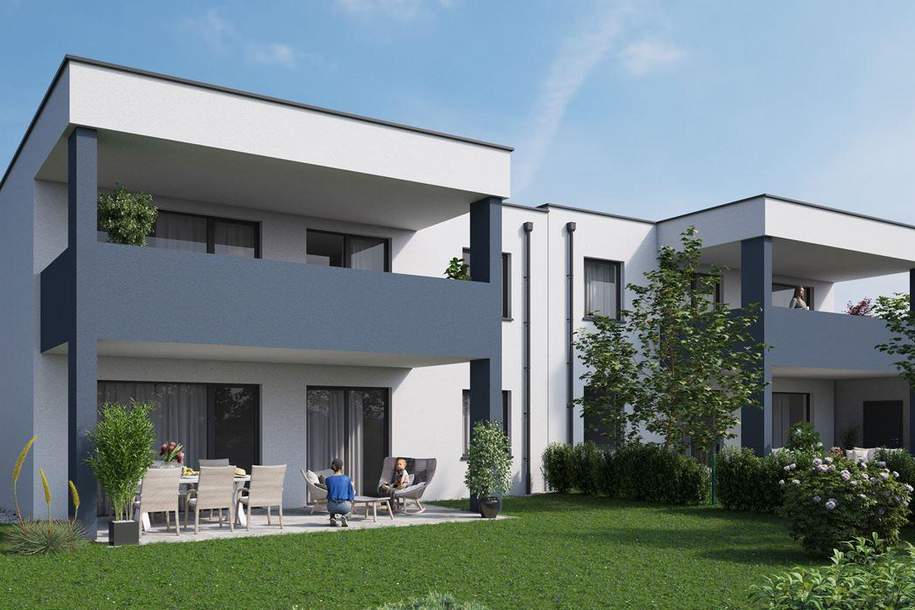 !!Neubau-Erstbezug!!-- Moderne 3 Zimmer-Garten-Wohnung mit überdachter Terrasse in einer Doppelhaushälfte in Pucking!, Wohnung-kauf, 435.000,€, 4055 Linz-Land