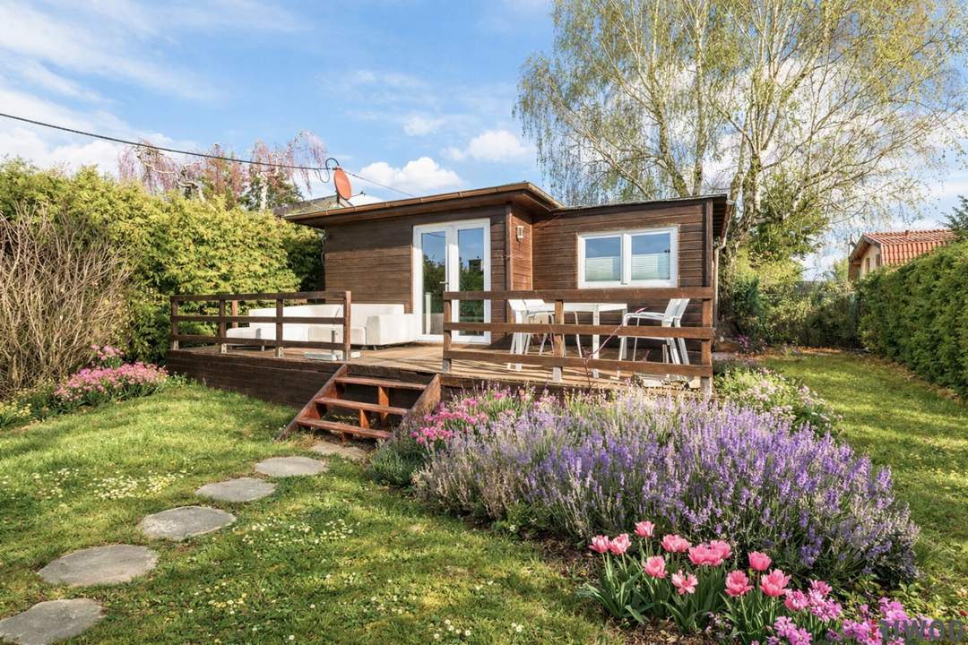 KLEINGARTENHAUS / GRUNDSTÜCK AM HACKENBERG - EIGENGRUND - GANZJÄHRIG WOHNEN - GROSSE TERRASSE UND POOL - MITTEN IM GRÜNEN