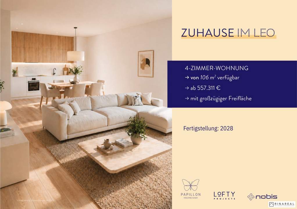 FÜR ANLEGER // Zuhause IM LEO | Schöne 3 Zimmer Gartenwohnung mit Terrasse | Tiefgarage im Gebäude | Hauptstraße | Ende 2028 - Top 4