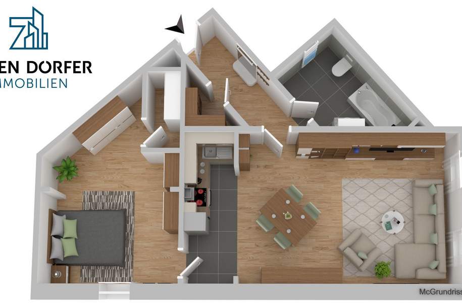 Sehr gepflegte 2-Zimmer-Wohnung mit 52,5 m² in zentraler Grazer Lage, Wohnung-miete, 730,74,€, 8020 Graz(Stadt)