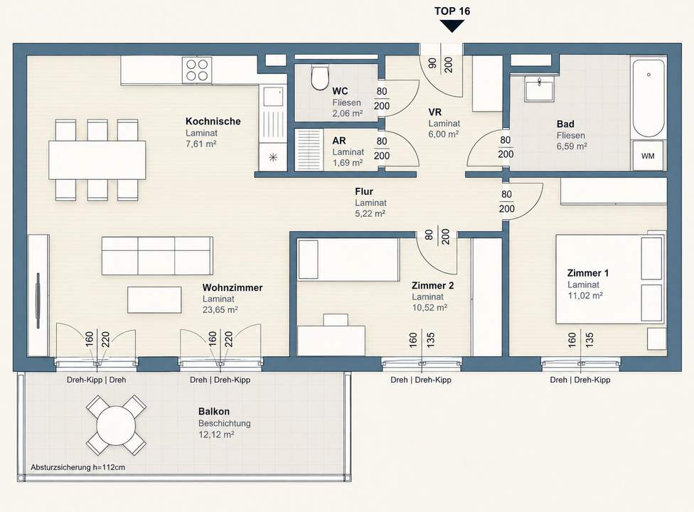 3-Zimmer-Wohnung mit sonnigem Balkon