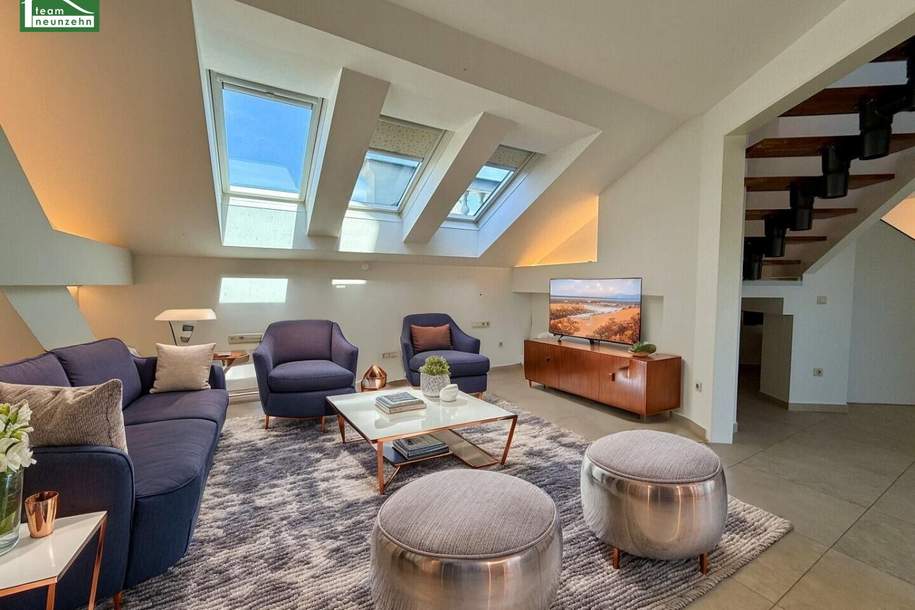 Exklusive 4-Zimmer-Dachgeschoss Maisonette Wohnung mit Terrasse und Aufzug direkt ins Penthouse — 1060 Wien. - WOHNTRAUM, Wohnung-miete, 4.412,54,€, 1060 Wien 6., Mariahilf