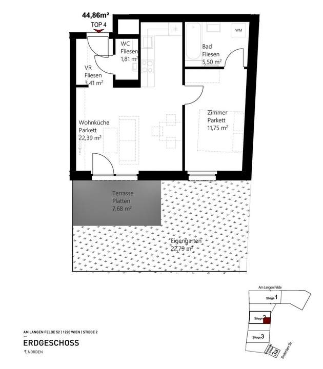 Neubau 2-Zimmer-Wohnung mit Eigengarten in 1220 Wien – Am Langen Felde 52