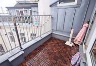 NASCHMARKT-NÄHE, 47 m2 Dachgeschoss mit Terrasse, 2 Zimmer, Komplettküche, Wannenbad, Parketten, Eggerthgasse
