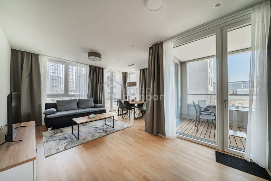 Familienfreundliche 3-Zimmer-Wohnung mit Loggia im VIENNA TWENTYTWO – Pool über den Dächern, Gym, all-inclusive | 1220 Wien, Wohnung-miete, 2.750,00,€, 1220 Wien 22., Donaustadt