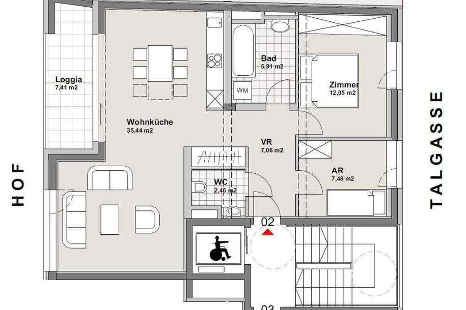 Nahe Westbahnhof! Gut aufgeteilte 3-Zimmer-Wohnung mit Loggia zu vermieten!, Wohnung-miete, 1.490,00,€, 1150 Wien 15., Rudolfsheim-Fünfhaus