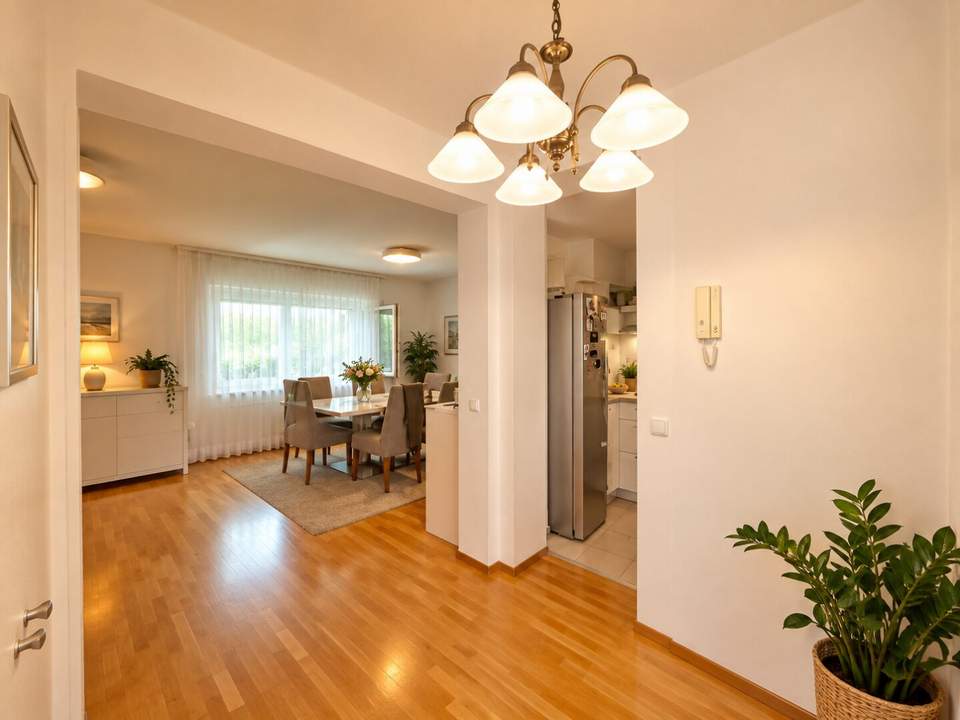 Wohnen wie im eigenen Haus – 4 Zimmerwohnung mit Eigengarten & Stellplatz in Ruhelage – PROVISIONSFREI