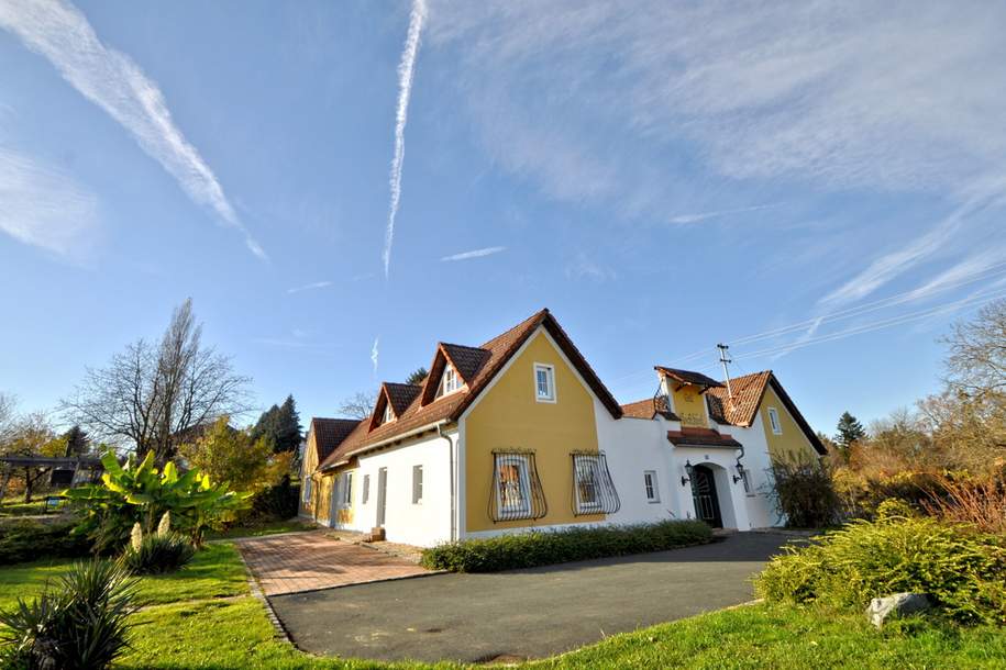 HERRLICHE AUSSICHT - Wunderschöner großer Vierkanthof mit Schwimmteich in absoluter grüner Ruhelage, Gewerbeobjekt-kauf, 987.800,€, 7574 Güssing