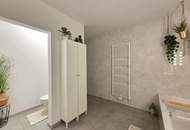 Neuwertige Eigentumswohnung mit Eigengarten sowie eine private Dachterrasse und zwei Garagenparkplätze.