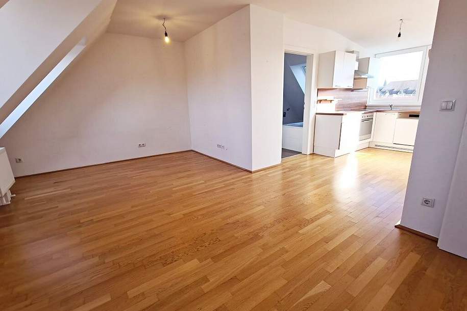 SPECKBACHERGASSE, 53 m2 Dachgeschoß mit 12 m2 Terrasse, 2 Zimmer, Komplettküche, Wannenbad, Parketten, Fernblick, Wohnung-miete, 1.099,00,€, 1160 Wien 16., Ottakring