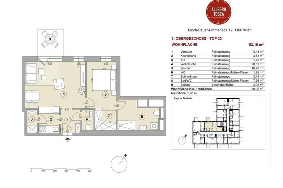 Großzügig geschnittene 2-Zimmer Wohnung mit Balkon ! In TOP Lage - Nahe Hauptbahnhof, Wohnung-miete, 1.045,00,€, 1100 Wien 10., Favoriten