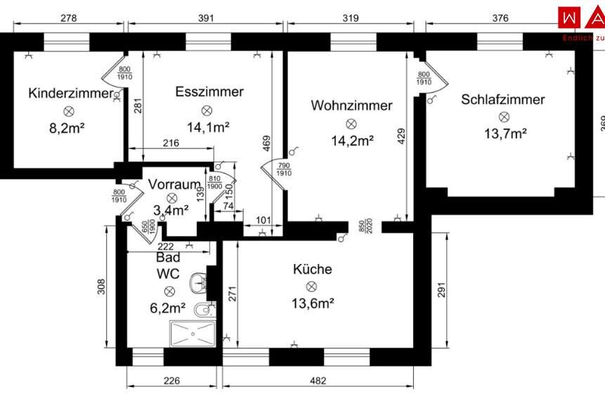 Ein Zuhause zum Verlieben: lichtdurchflutete Räume, ein durchdachter Grundriss &amp; viel Platz für Familien – teilsanierte 4-Zimmer-Wohnung mit sonnigem Weitblick!, Wohnung-miete, 617,67,€, 4400 Steyr(Stadt)