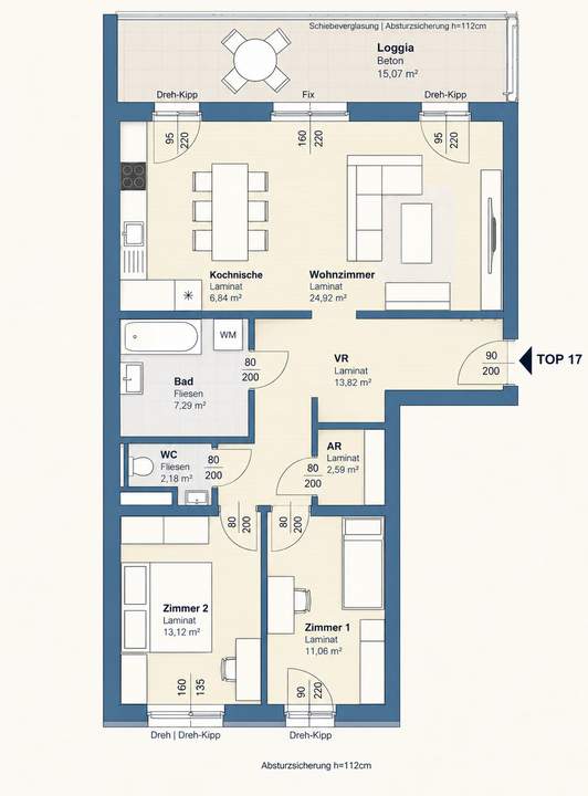 Sonnige Loggia | 3 Zimmerwohnung