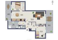 Ruhige 3-Zimmer-Wohnung mit 2 Balkonen und Tiefgaragenparkplatz