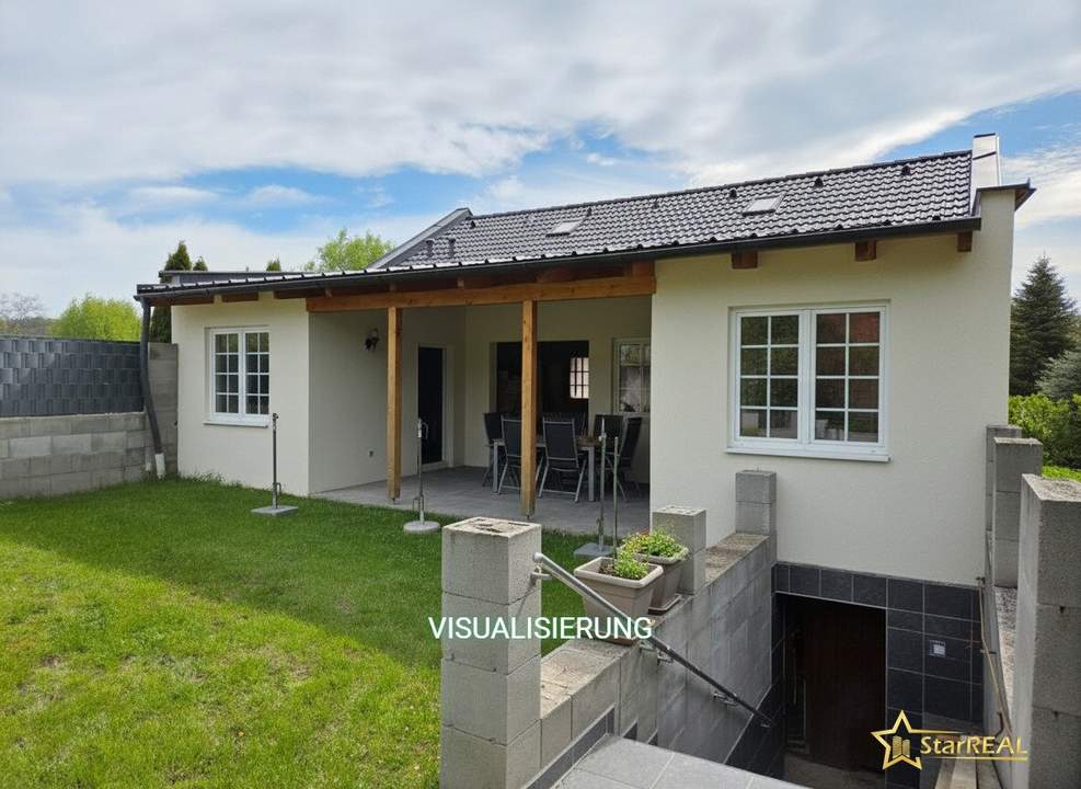 Ihr Traum vom Eigenheim – gestalten Sie selbst! Bungalow-Rohbau mit 485 m² Eigengrund, 2 Terrassen & Carport.