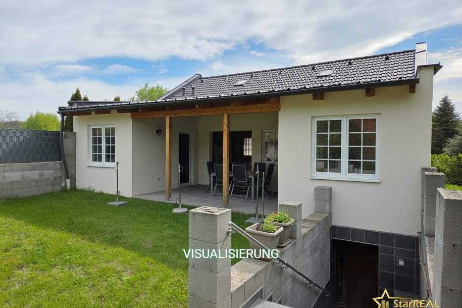 Ihr Traum vom Eigenheim – gestalten Sie selbst! Bungalow-Rohbau mit 485 m² Eigengrund, 2 Terrassen &amp; Carport., Haus-kauf, 290.000,€, 2123 Mistelbach