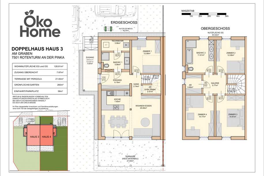 Erstbezug! Doppelhauhälfte mit 5 Zimmern und tollem Garten zu verkaufen!, Haus-kauf, 388.000,€, 7501 Oberwart