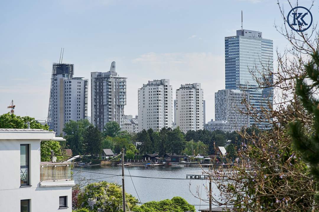 Frühstück auf der Terrasse, die Alte Donau vor der Tür: Provisionsfreie 1-Zimmer-Wohnung