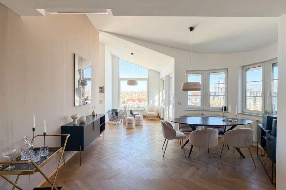 Dachgeschoß mit Blick von der Wohnebene, Wohnung-miete, 6.210,00,€, 1060 Wien 6., Mariahilf
