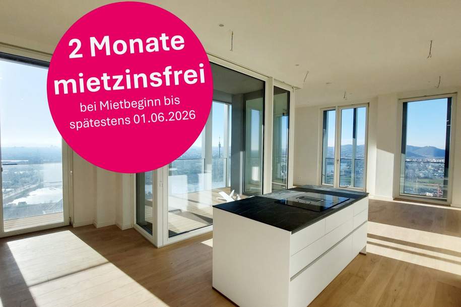 ***PENTHOUSE mit Blick zum KAHLENBERG *** 12 Minuten zum STEPHANSPLATZ, Wohnung-miete, 3.390,00,€, 1220 Wien 22., Donaustadt
