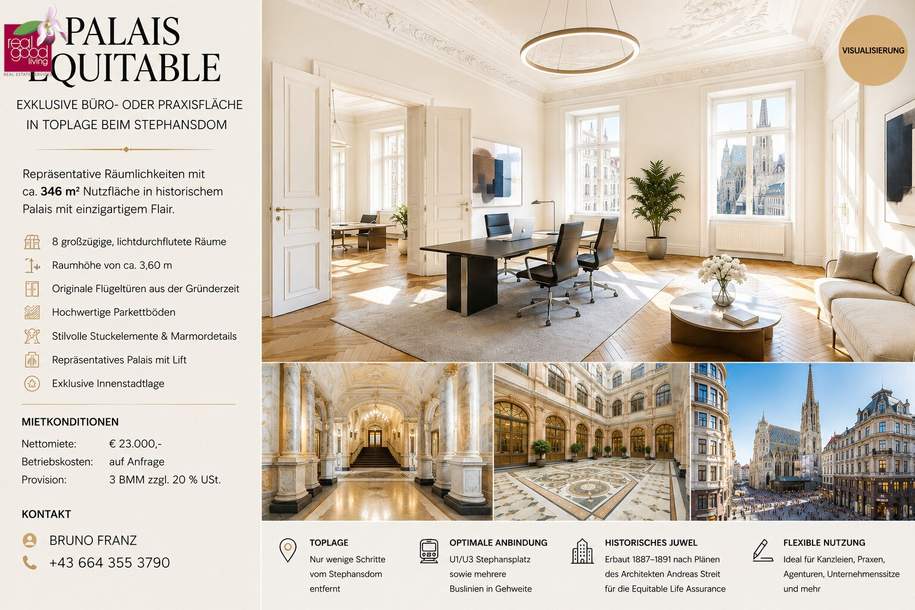 Repräsentative Büro- oder Praxisfläche in Toplage beim Stephansdom, Gewerbeobjekt-miete, 23.898,64,€, 1010 Wien 1., Innere Stadt