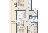 Fantastischer Weitblick in toller Lage - 72,36m² DG-Wohnung mit 37,60m² Dachterrasse und überdachten Parkplatz!