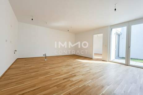 Großzügige Gartenwohnung mit sonniger Terrasse & zwei Bädern – Erstbezug BEIM DONAUUFER, Wohnung-kauf, 259.500,€, 1210 Wien 22., Donaustadt