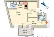 Wien 1020, schönes Apartment mit Balkon, 38 m² mit 2 Zimmern, befristet vermietet