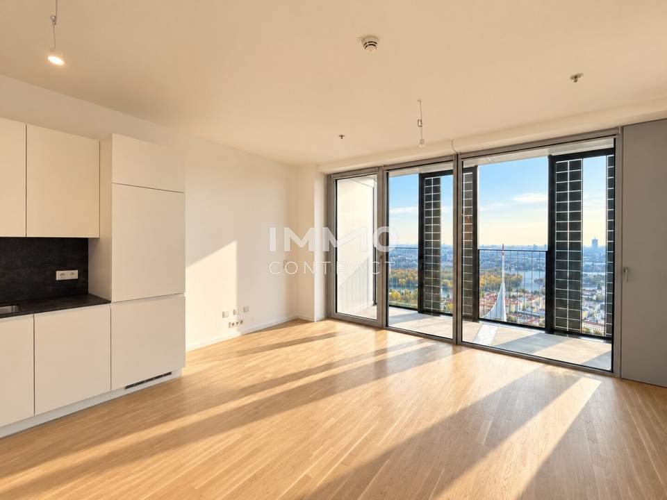 49. Etage – Exklusives City-Studio im DC2 Tower mit Loggia und Fernblick