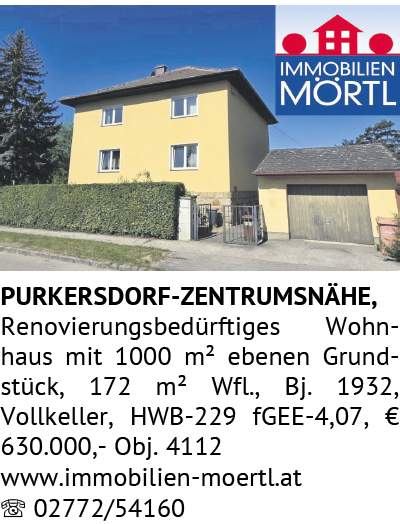 Renovierungsbedürftiges Wohnhaus mit 1000 m² ebenen Grundstück, 172 m² Wfl., Bj. 1932, Vol