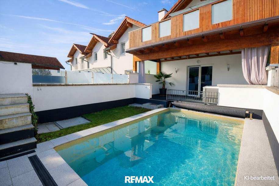 Traumhaftes Reihenhaus mit Pool, sonnigen Terrassen, Balkon und herrlichem Ausblick, Haus-kauf, 490.000,€, 4641 Wels-Land