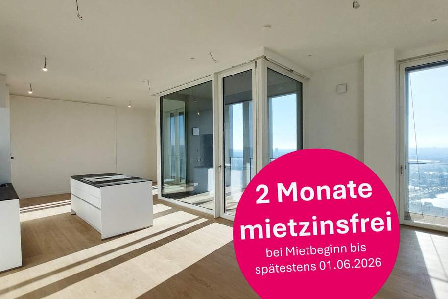 Erstbezug – 3-Zi.-Wohnung mit Rooftop Pool &amp; Sauna, Wohnung-miete, 3.390,00,€, 1220 Wien 22., Donaustadt