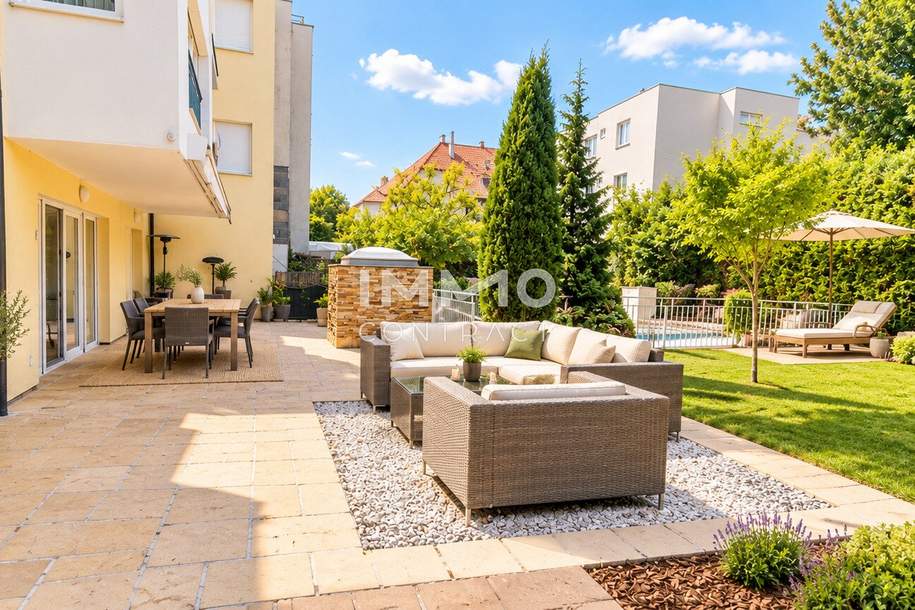Verkaufsrarität I Priv.Pool I 330m² Priv.Garten I 80m² und 14m² Terrassen I Neubau 2009 I 5 Zimmer I Tiefgaragenplatz im Eigentum, Wohnung-kauf, 1130 Wien 13., Hietzing