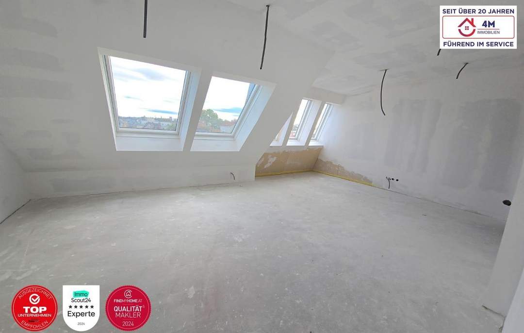 Exklusive 3-Zimmer-Dachgeschosswohnung mit Terrasse und 36m² Dachterrasse im Erstbezug!