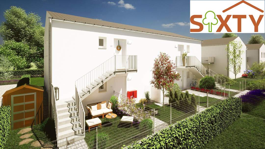 Wohnbaugeförderte 3,5-Zimmer DG Wohnung (Energieklasse B/A+) mit 12m² Balkon, Eigengarten u. 2 Parkplätzen