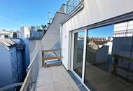 AUGARTEN-NÄHE, DACHGESCHOSS, klimatisierte 43 m2 Neubau mit 6 m2 Balkon, Wohnküche, 1 Zimmer, Duschbad, Parketten, Erstbezug