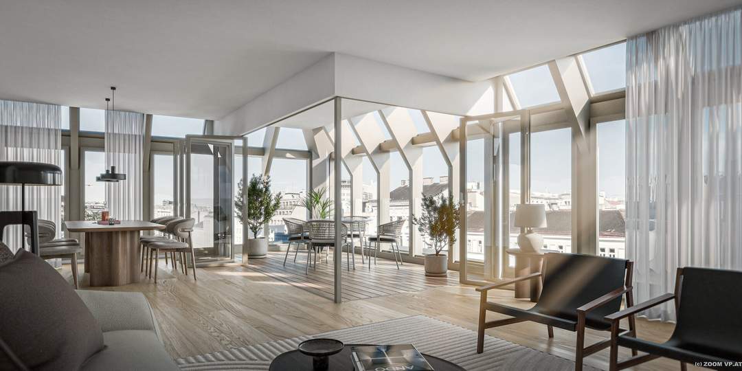 3-Zimmer-Erstbezug am Naschmarkt, 105 m² Wohnfläche + 12 m² Loggia