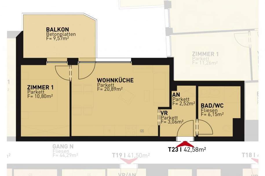 Erstbezug Alte Donau I Fertigstellung 08/26, Wohnung-kauf, 259.500,€, 1210 Wien 22., Donaustadt