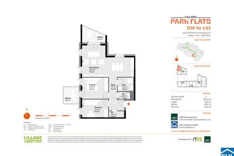 Parknähe und Urbanität – Ihr Anlageobjekt bei den PARK FLATS, Wohnung-kauf, 180.000,€, 1030 Wien 3., Landstraße