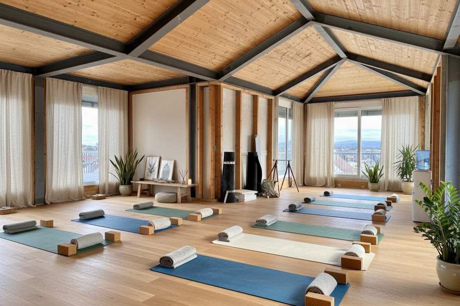 Yogastudio, Fitnessraum oder Seminarraum im medizinischen Bereich | über den Dächern Hainburgs | inkl. Rundumterrasse ca. 136m², Gewerbeobjekt-miete, 1.730,65,€, 2410 Bruck an der Leitha