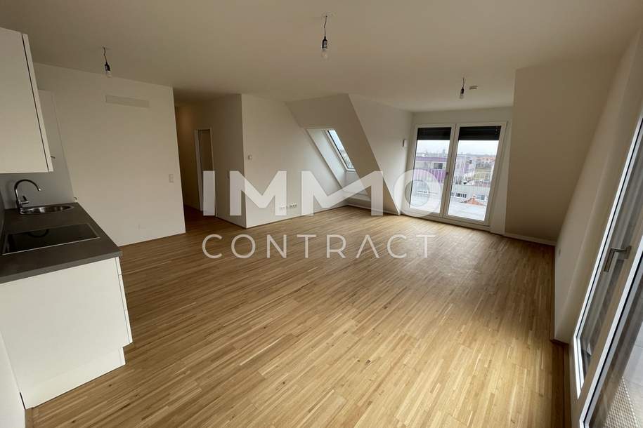 2 Dachterrassen &amp; 2 Monate mietfrei – 3-Zimmer-DG-Wohnung mit Kühlung, Wohnung-miete, 1.499,00,€, 1220 Wien 22., Donaustadt