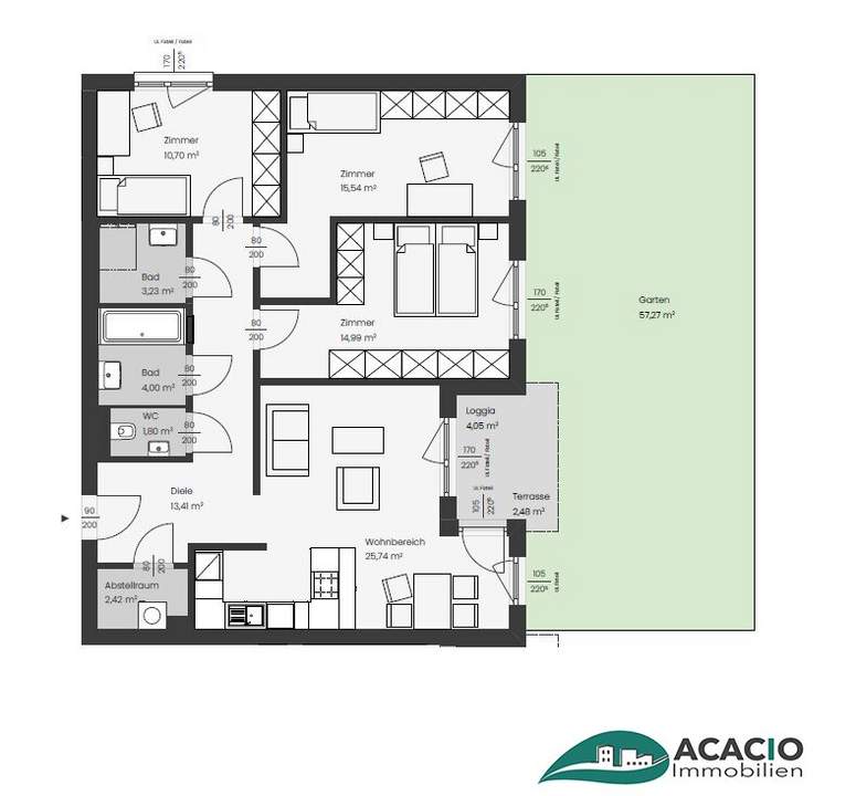 ***EINZIEHEN UND WOHLFÜHLEN: leistbare 4-Zimmer-Wohnung mit Garten - Wohnpark Ober-Grafendorf - ökologisch, hochmodern, ausgezeichnet ***