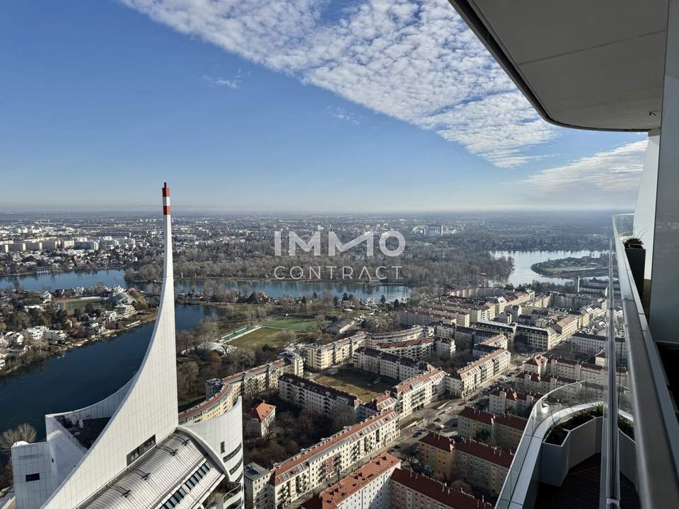 Exklusive 120m² Luxuswohnung mit 20m² Balkon &amp; atemberaubendem Kahlenberg-Blick im 45. Stock