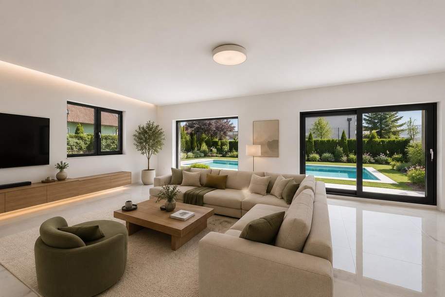 "Luxuriöse Doppelthaushälfte mit Pool, Garten und hochwertiger Ausstattung!", Haus-kauf, 1.500.000,€, 2281 Gänserndorf