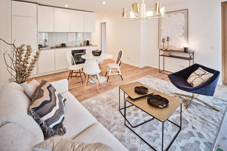 Apollogasse: Wohnen mit Qualität – Miele-Küche, Parkett &amp; südseitige Loggia, Wohnung-miete, 1.949,00,€, 1070 Wien 7., Neubau
